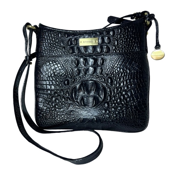 Brahmin Handbags - Brahmin Jody Women's Leather Crocodile-Embossed Crossbody Bag Black